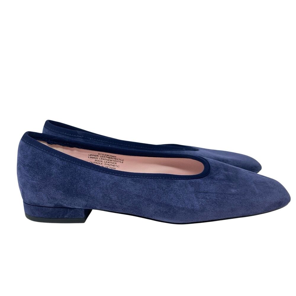 J Crew Suede Sophie Ballet Flats Womens 8 Dark Ink Blue Square Toe Shoes CR904